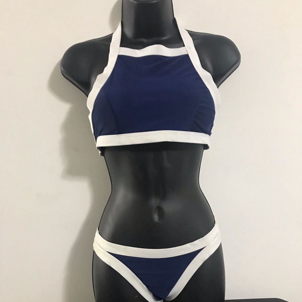 Navy & White Bikini Set